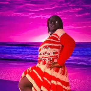 Crocheted sweater and skirt and thigh high set